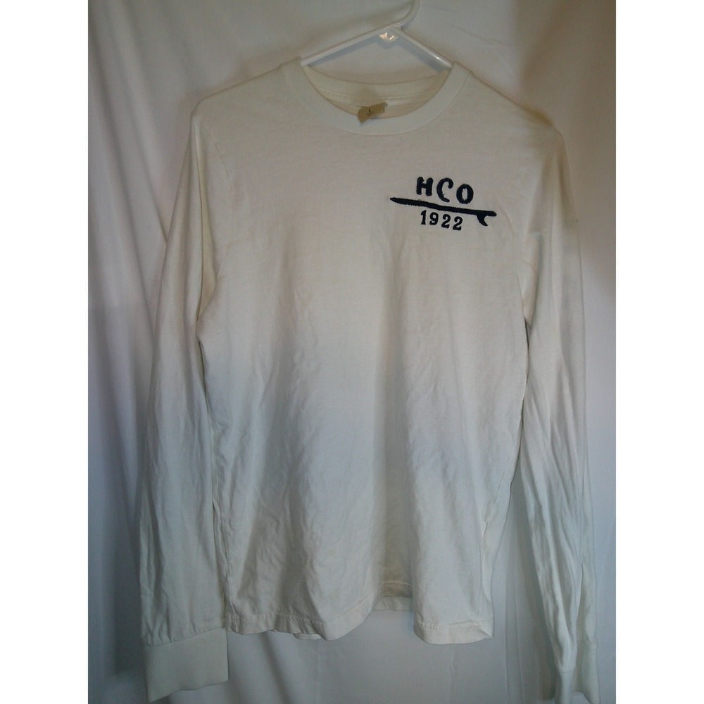 Hollister HCO Long Sleeve Graphic T-Shirt Surf Style White Large